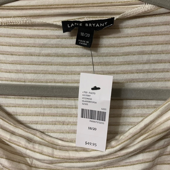 NWT Lane Bryant Cream Gold Striped Boat Neck Casual Top 18 20 - Picture 3 of 5